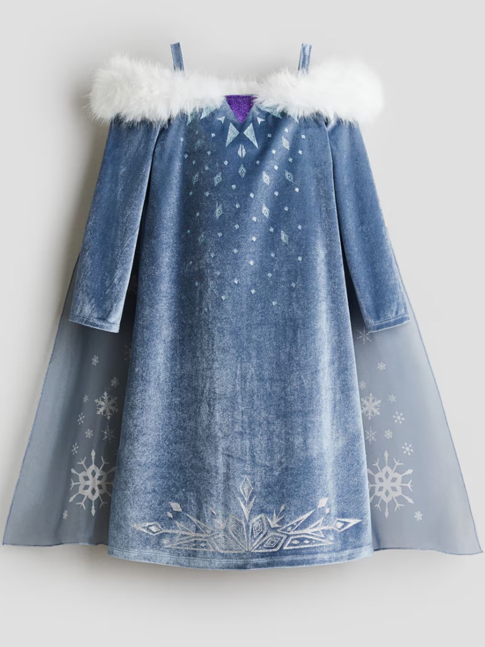 Girls H&M Disney Elsa frozen Ice Princess Dress with Fur Trim Sz 6/7 nwot